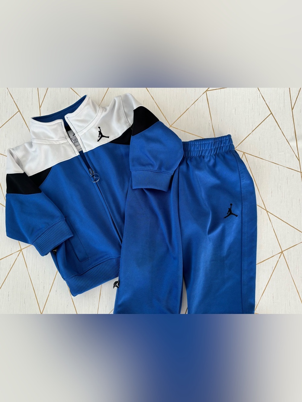 Jordan Blue and White Toddler Zip Tracksuit Top